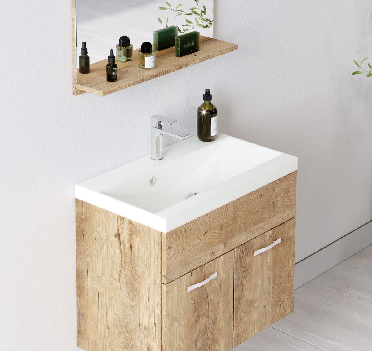 BADMÖBEL-SET Montreal 2 Teile Kastanien Eiche - 60 x 35 x 51 cm - Kastanienfarben/Eichefarben, Holz (60/51/35cm) - Badplaats