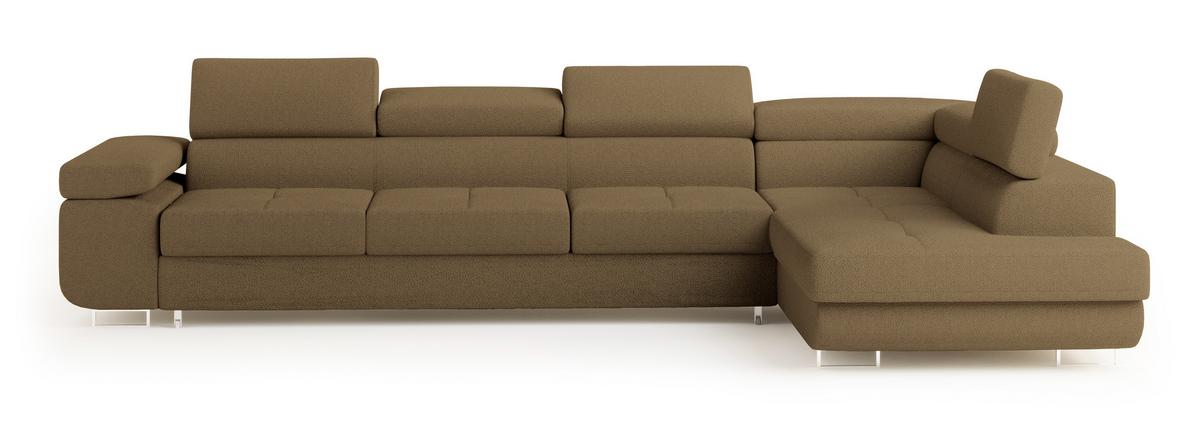 ECKSOFA VICENTE Orange Boucle-Stoff mit Schlaffunktion - Orange, Holz (346/202cm) - MASSENO
