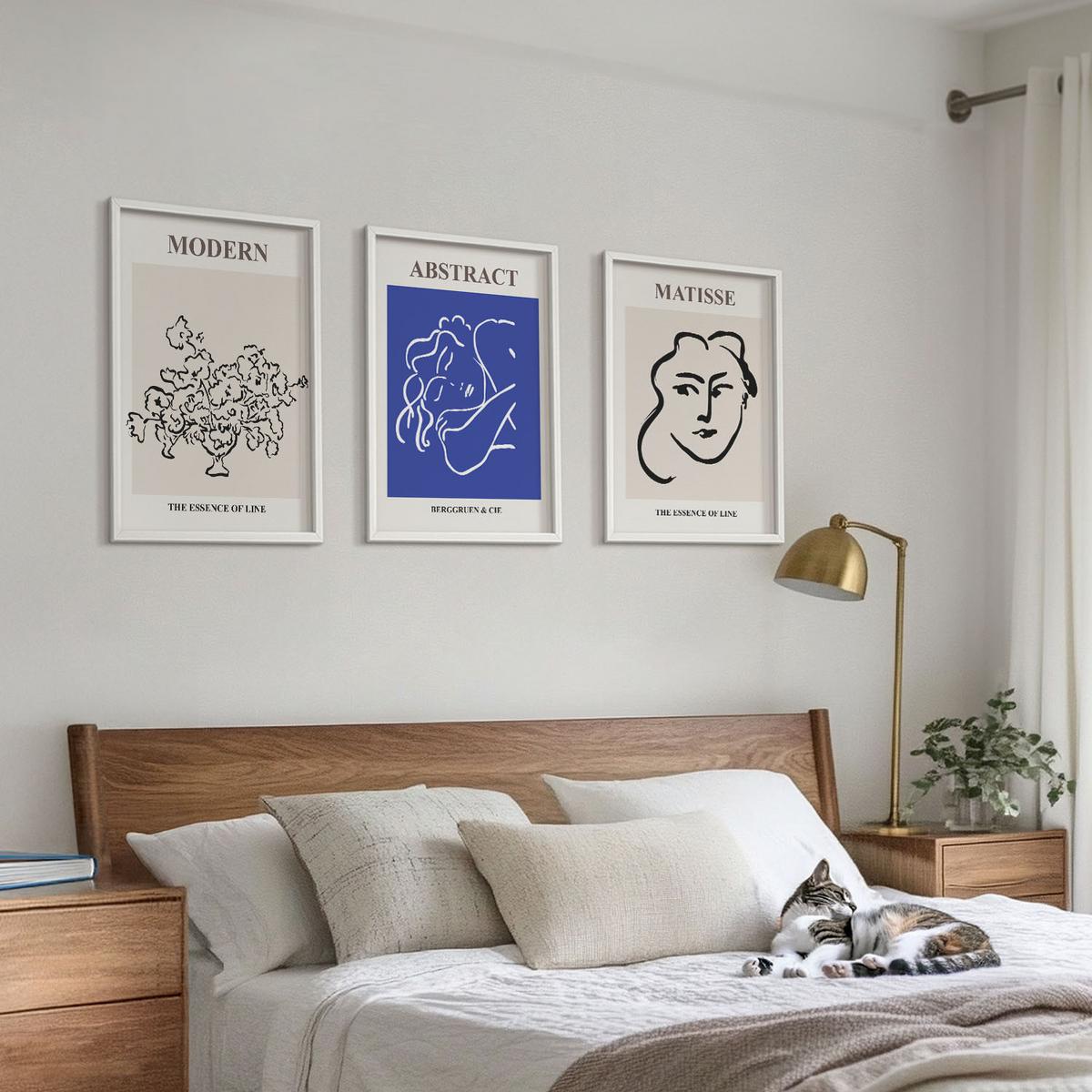 BILDER SET 3er Set - 40x60 cm Weißer Rahmen - Matisses moderne Plakate - Weiß, Kunststoff (40/60cm) - TULUP