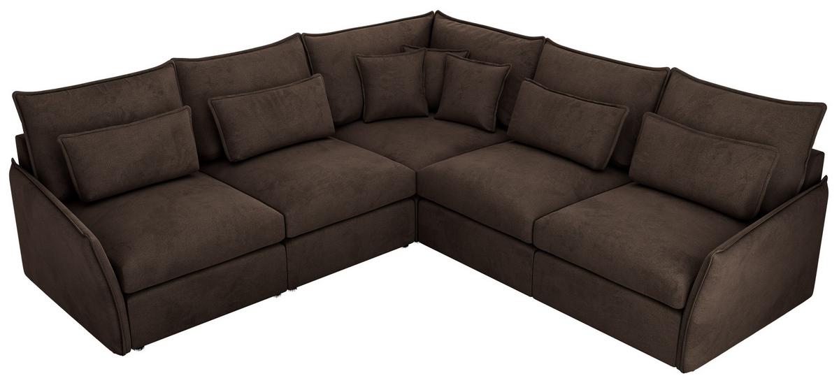 ECKSOFA VERSO L Braun Velvet - Schwarz/Braun, Kunststoff/Textil (270/270cm) - MKS