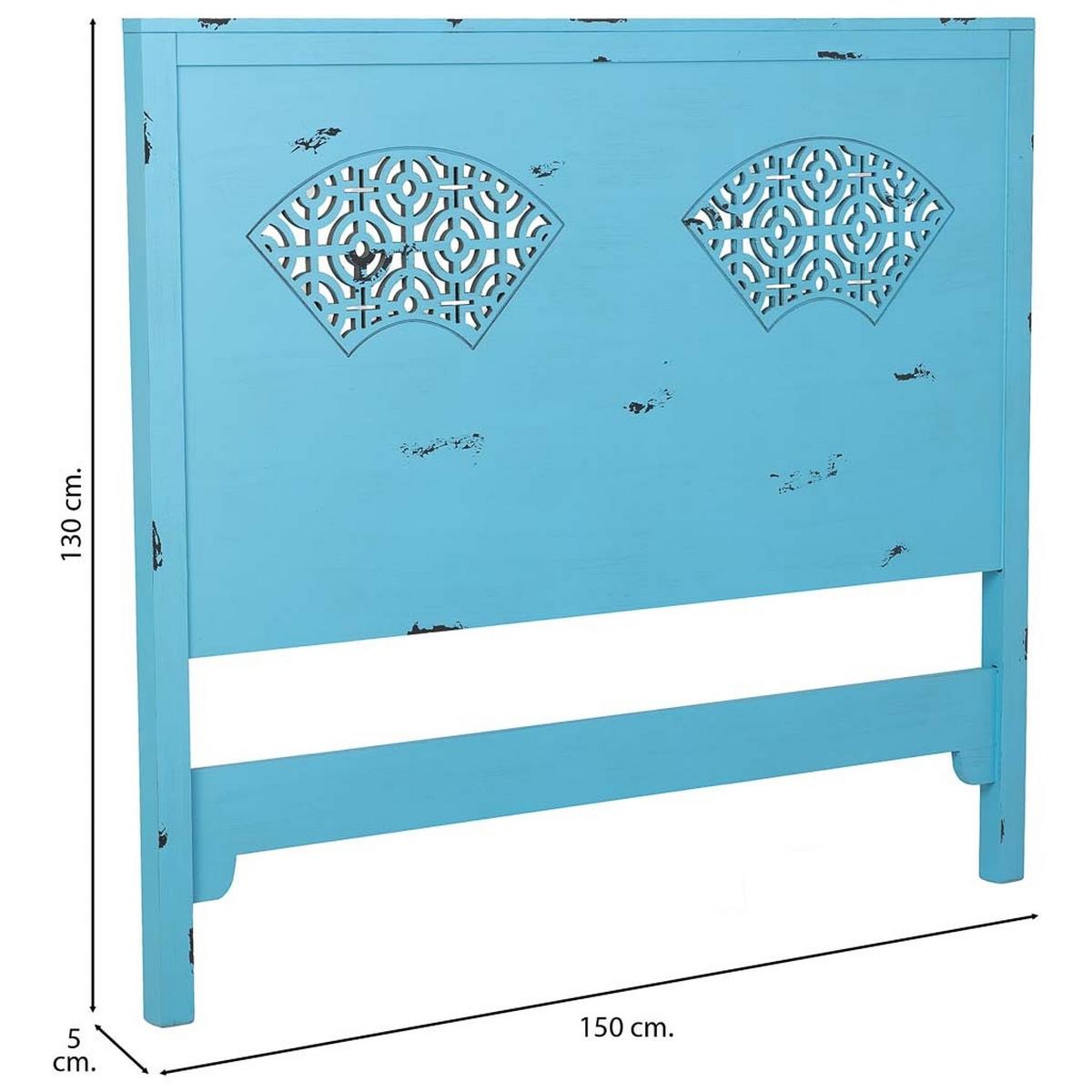 KOPFTEIL aus Holz und Gitter, 150x5x130cm - Blau, Holz (150/130/5cm) - Wanderlust