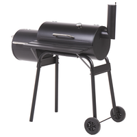 HOLZKOHLEGRILL mit Räucherkammer schwarz rollbar Katla - Schwarz, Metall (66/114/110cm)