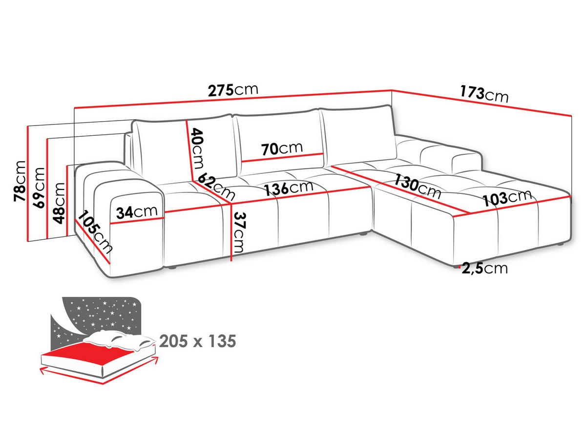 ECKSCHLAFSOFA Tonseo L, Seite: Links - Hellbraun/Schwarz, Holz/Kunststoff (275/173cm) - MIRJAN24