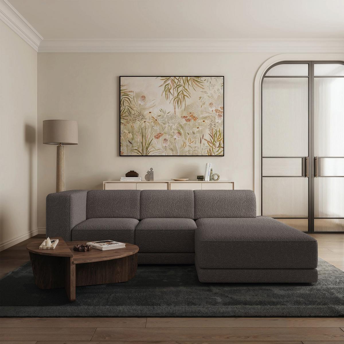 ECKSOFA Novals L-Form, 4-Sitzer, rechts 278 cm - Schwarz/Braun, Holz/Kunststoff (168/278cm) - Selsey