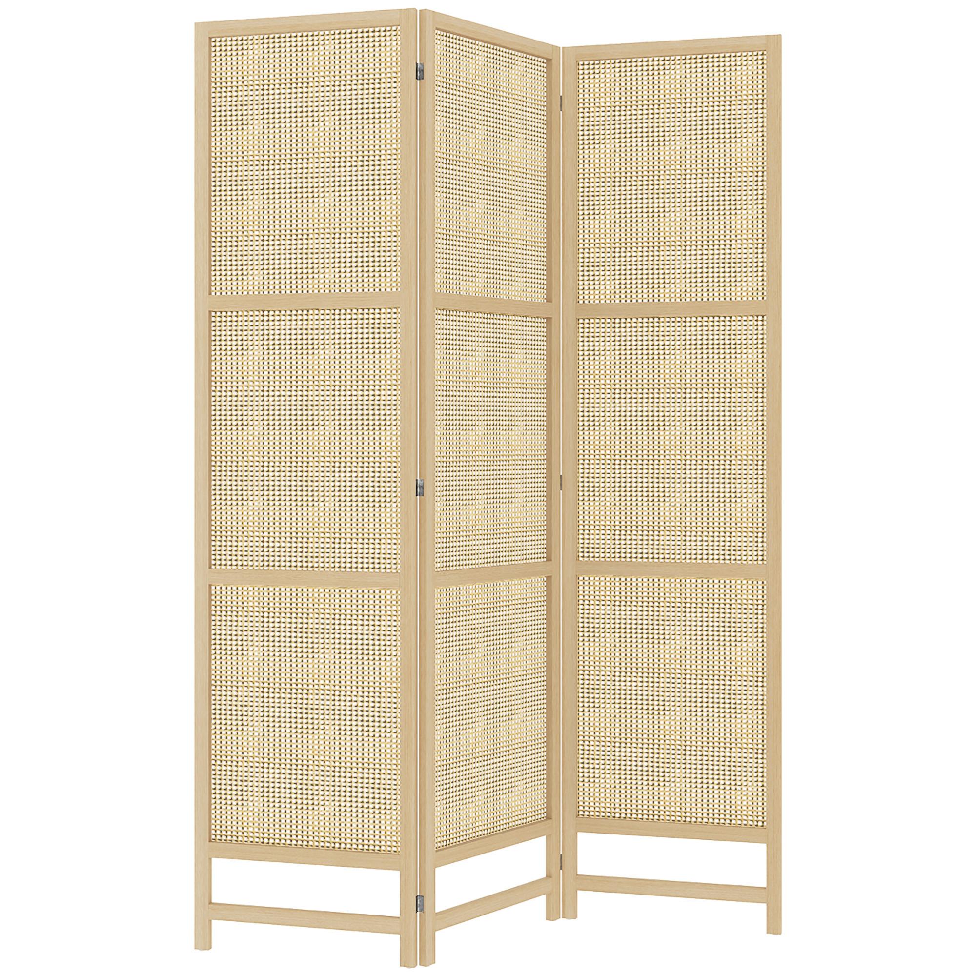 PARAVENT3-TEILIG 135 x 180 cm, Natur - Naturfarben, Kunststoff (1.7/180/135cm) - HOMCOM