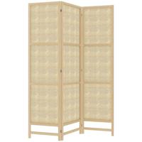 PARAVENT3-TEILIG 135 x 180 cm, Natur - Naturfarben, Kunststoff (1.7/180/135cm) - HOMCOM