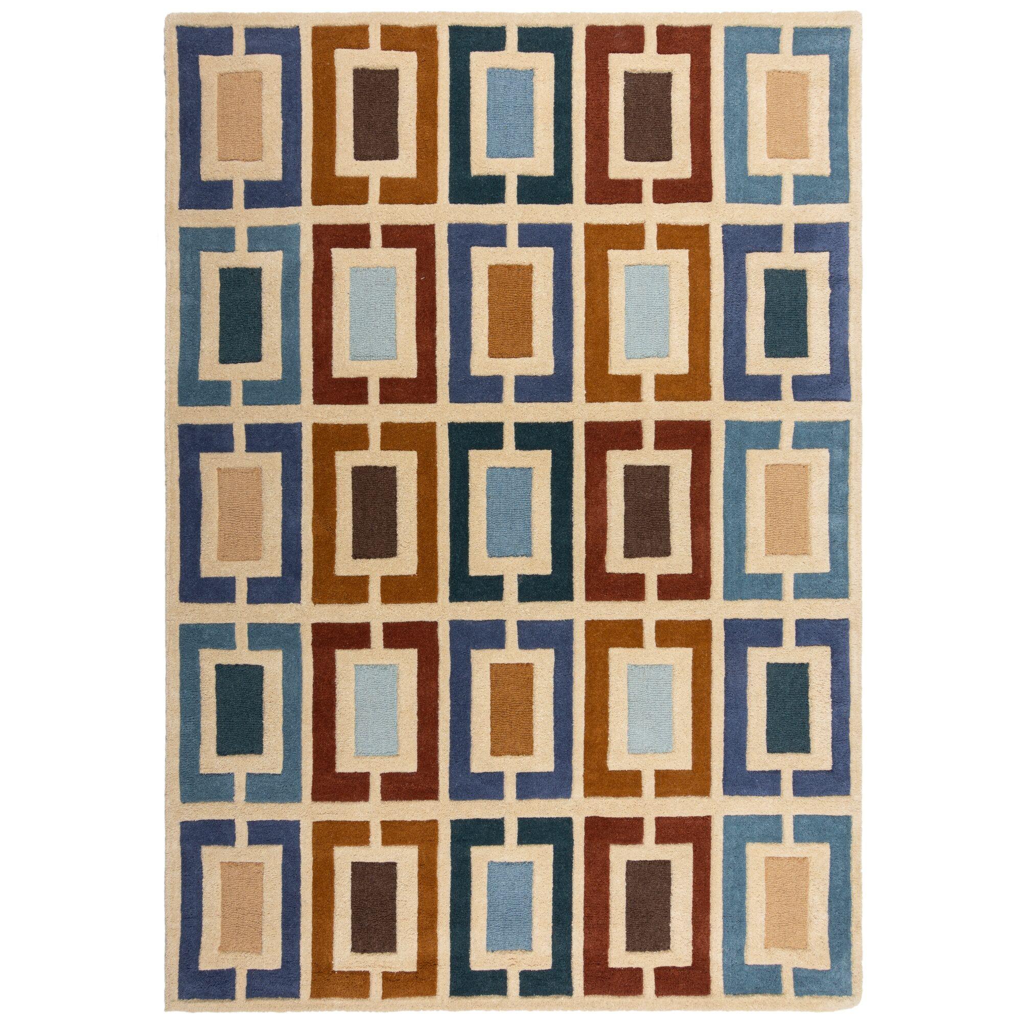 WOLLTEPPICH DERWENT, geometrisch, Blau-Bunt, 200 x 290 cm - Multicolor, Textil (290/200cm) - KADIMA DESIGN