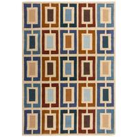 WOLLTEPPICH DERWENT, geometrisch, Blau-Bunt, 200 x 290 cm - Multicolor, Textil (290/200cm) - KADIMA DESIGN
