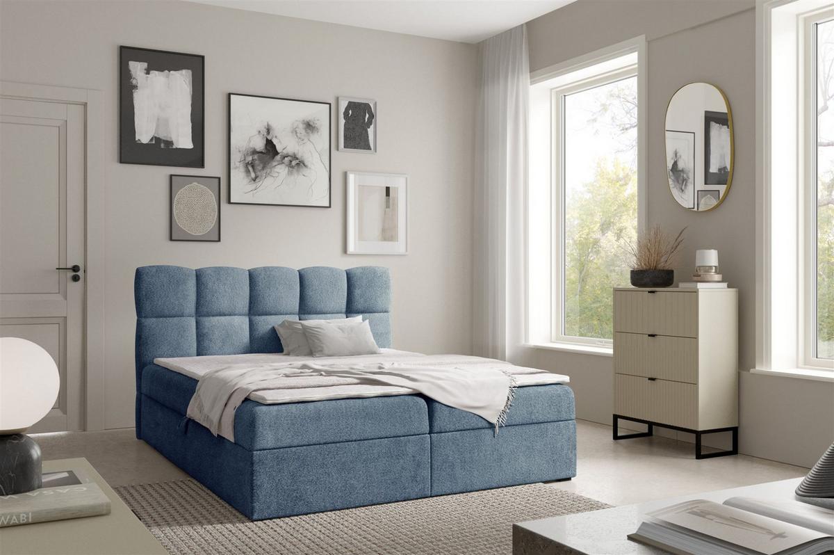 BOXBETT Parozo überlänge - Blau, Holzwerkstoff/Textil (180/220cm) - Fun Möbel