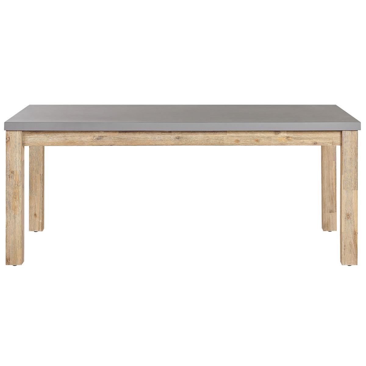 GARTENMÖBEL SET 8-Sitzer Beton/Akazienholz grau 2 Bänke 2 Hocker Ostuni - Hellbraun/Grau, Stein - Beliani