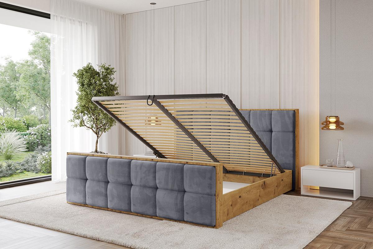 POLSTERBETT mit Bettkasten, Fußteil und Lattenrost, Boxbett ohne Matratze - ENZO7-Z 200x200 - Dunkelgrau, Holzwerkstoff/Textil (200/200cm) - ALTDECOR