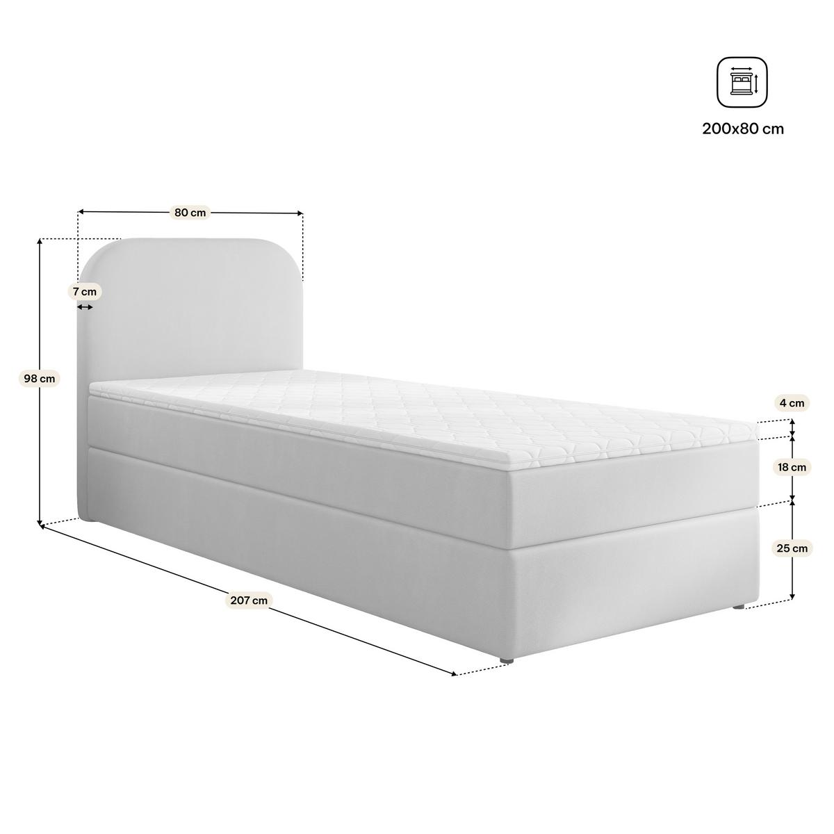 BOXBETT CERIA 80x200 cm mit Matratze und Topper - Beige - Beige, Holz/Textil (80/200cm) - MASSENO