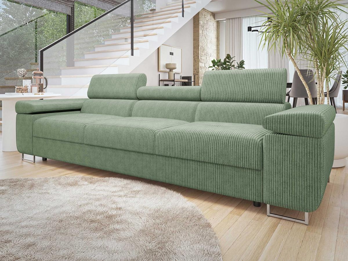 SOFA Torezio 3 Cord - Hellgrün, Holz/Textil (263/90/102cm) - MIRJAN24