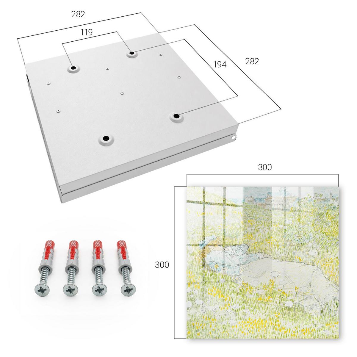 SCHLÜSSELBOX Weiß 30x30 cm – Türöffnung nach rechts - Idyllische Ruhe - Grün, Metall (30/30/5cm) - TULUP
