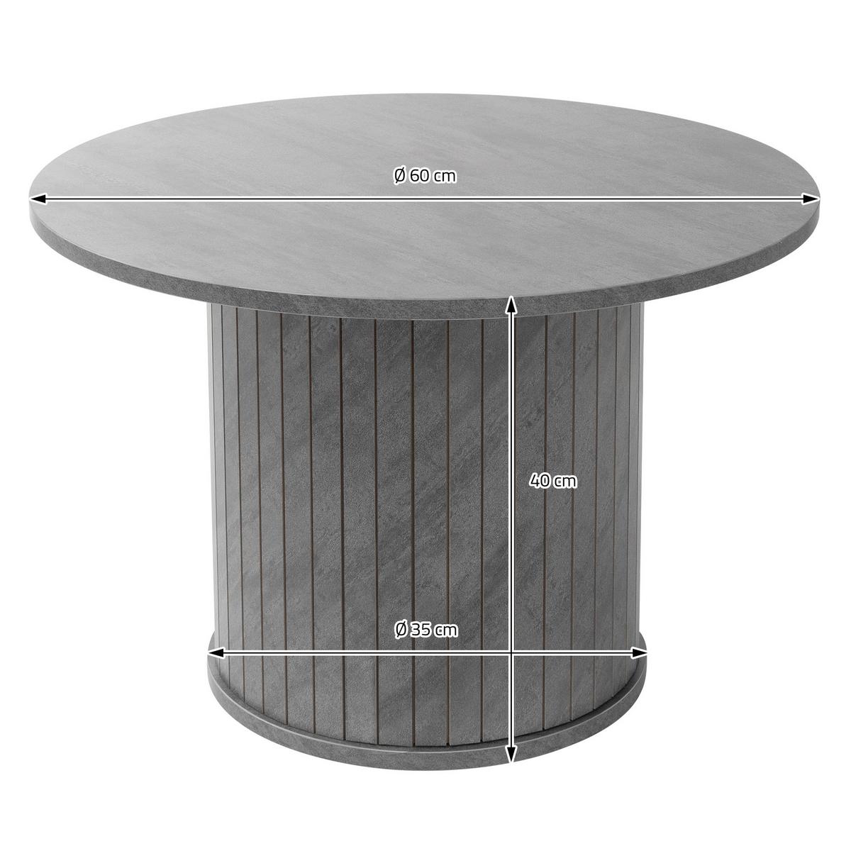 COUCHTISCH rund Ø60 x 40 cm Beton-Optik Grau - Grau, Holz (60/60/40cm) - ML-DESIGN
