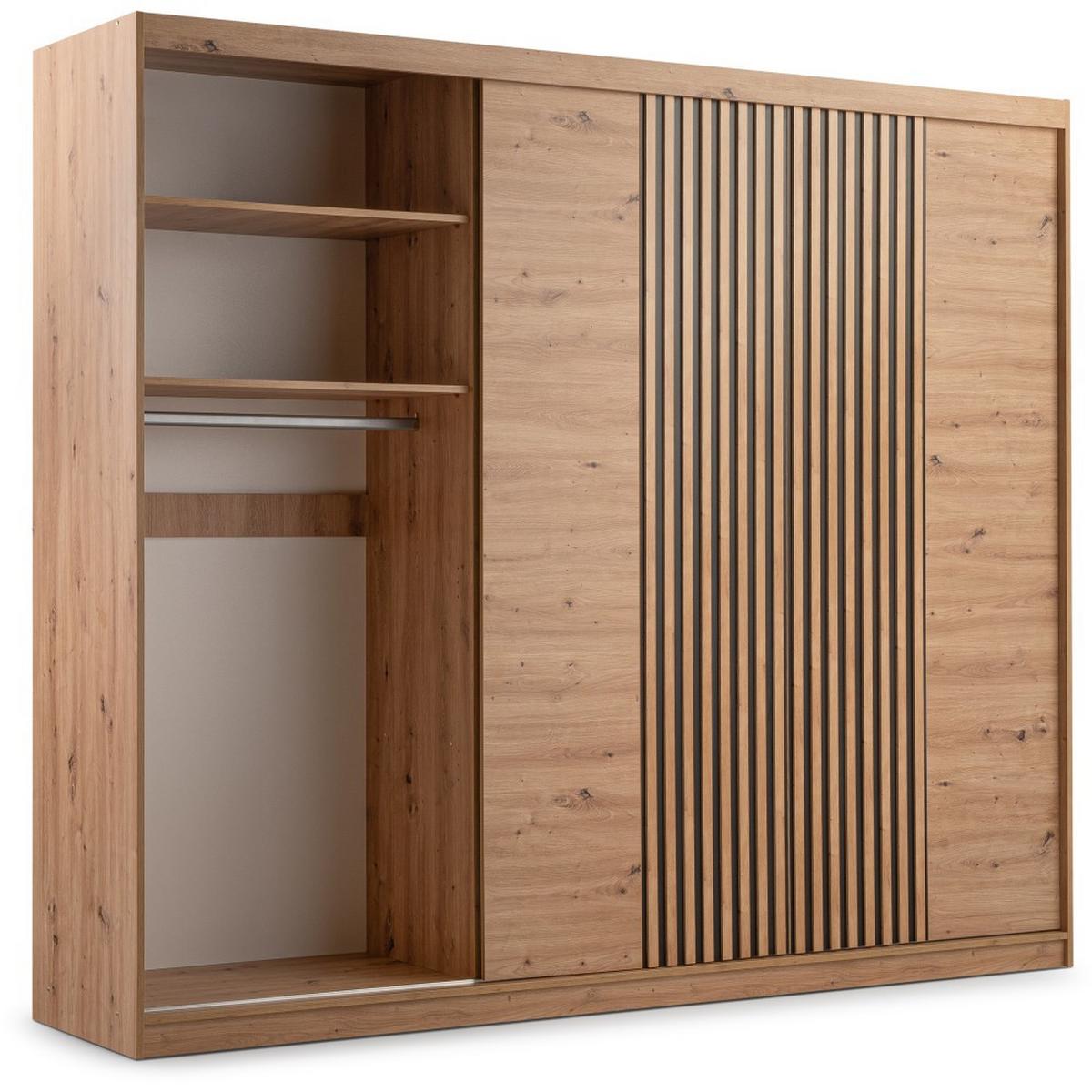 DREHTÜRENSCHRANK Madero mit Spiegel und 2 Schubladen, 250 cm, eiche Artisan - Eiche Artisan, Holzwerkstoff (250/213/60cm) - Beautysofa