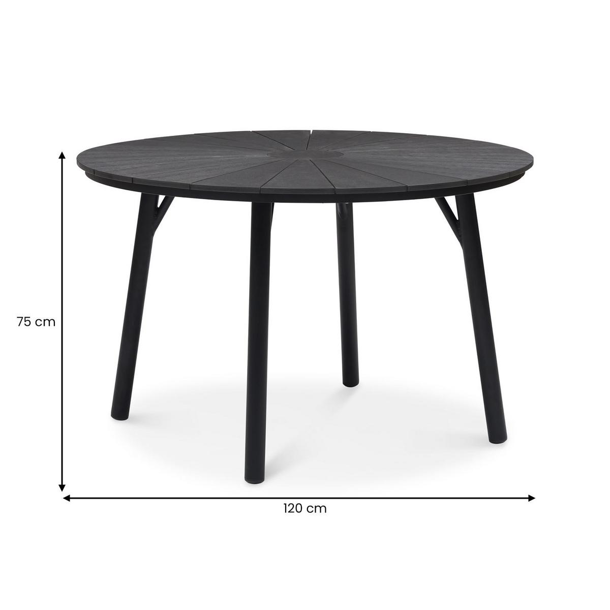 GARTENTISCH AGAPE schwarz/schwarz - Schwarz, Metall (120/120/75cm) - IDIMEX