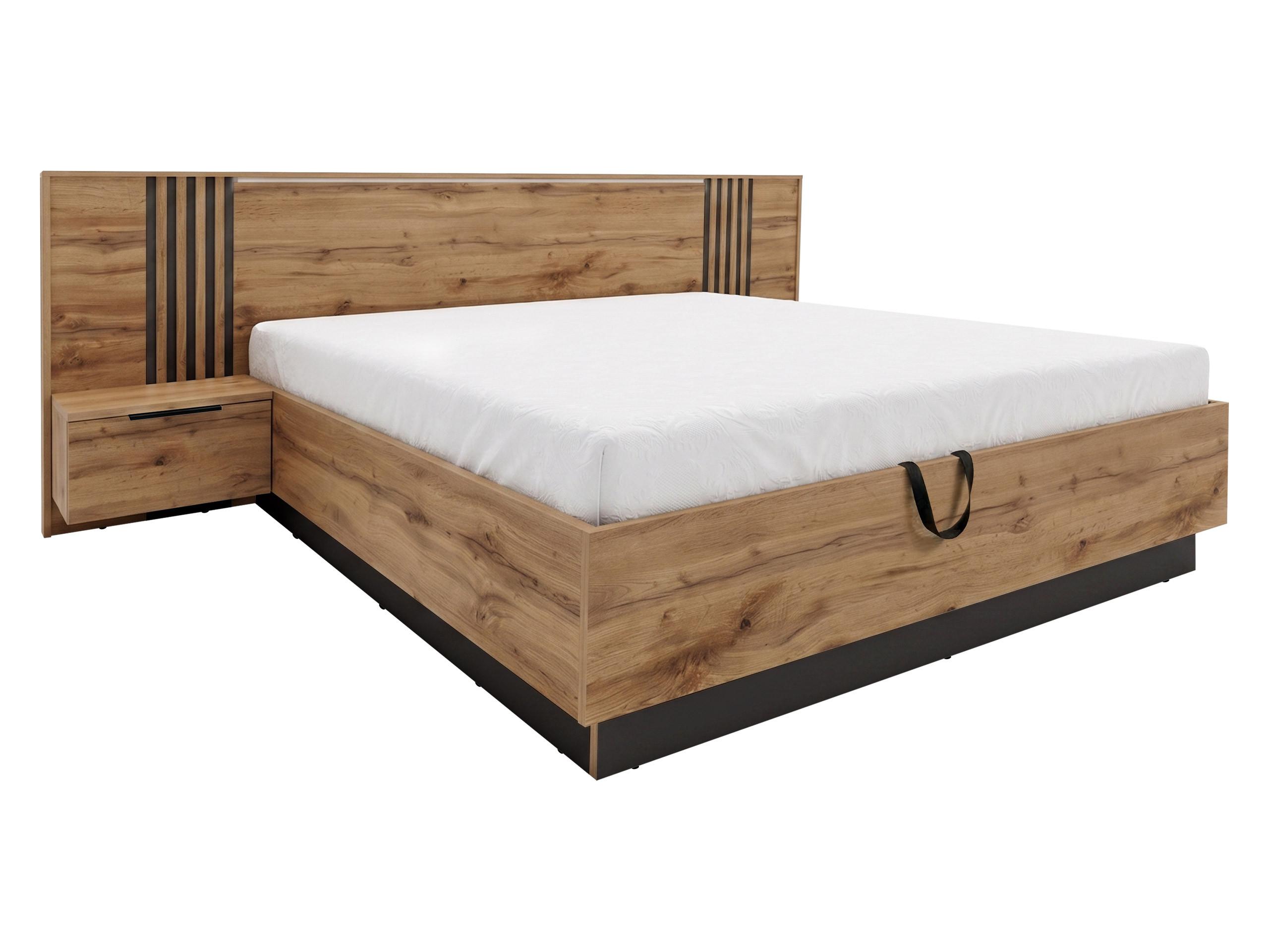 BETT Bali Lux - Eichefarben/Schwarz, Holzwerkstoff (160/200cm) - MIRJAN24