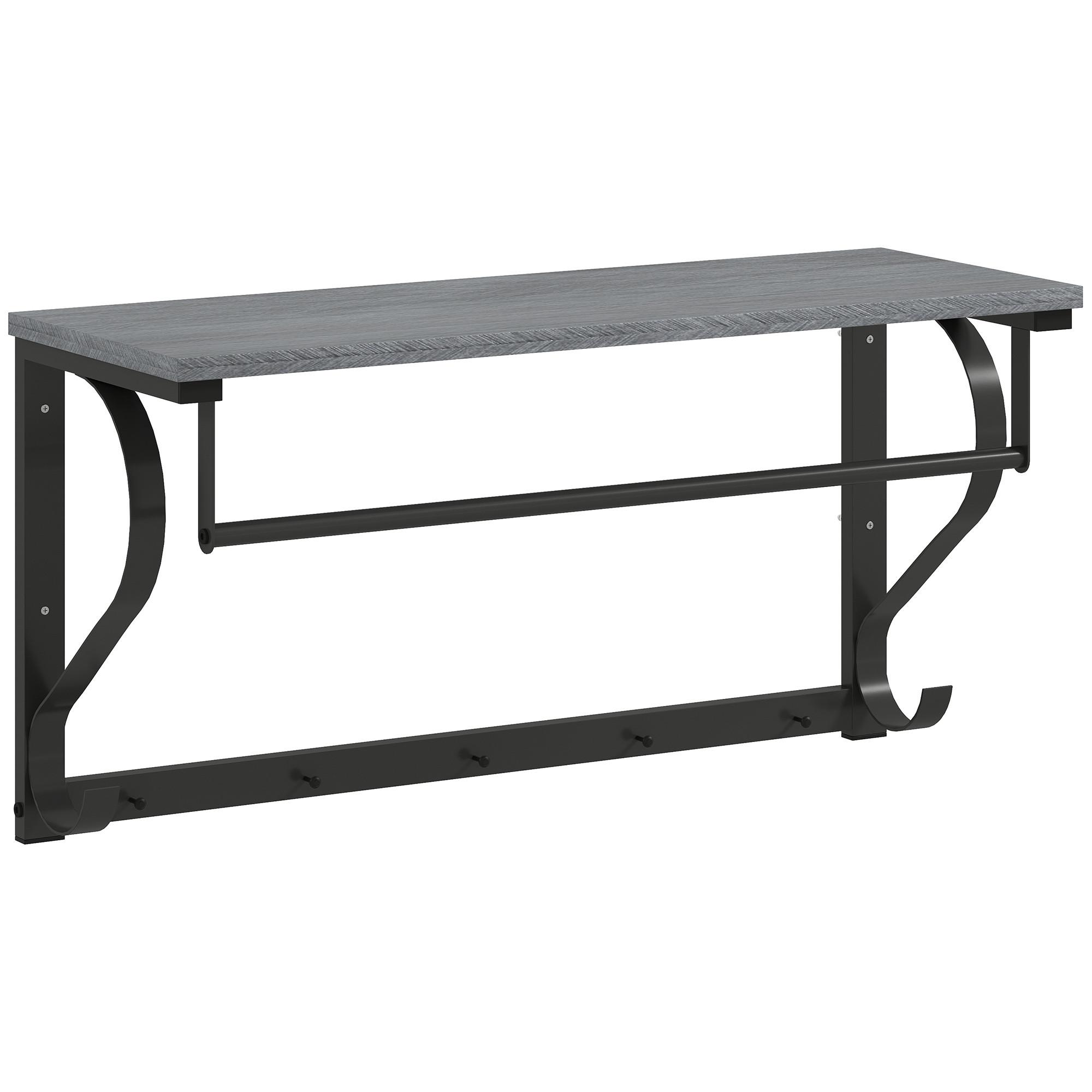 WANDGARDEROBE Spanplatte Metall Grau - Eichefarben/Schwarz, Holzwerkstoff/Metall (25/35.4/70cm) - HOMCOM