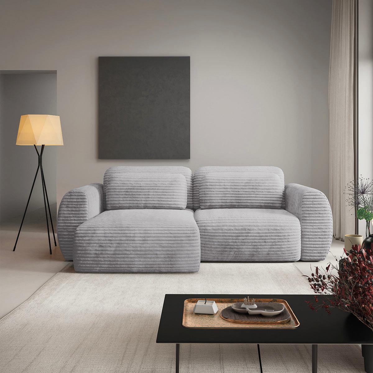 ECKSOFA Camilla 3 Sitzplätze Hellgrau - Grau, Holz (270/165cm) - Petits-meubles