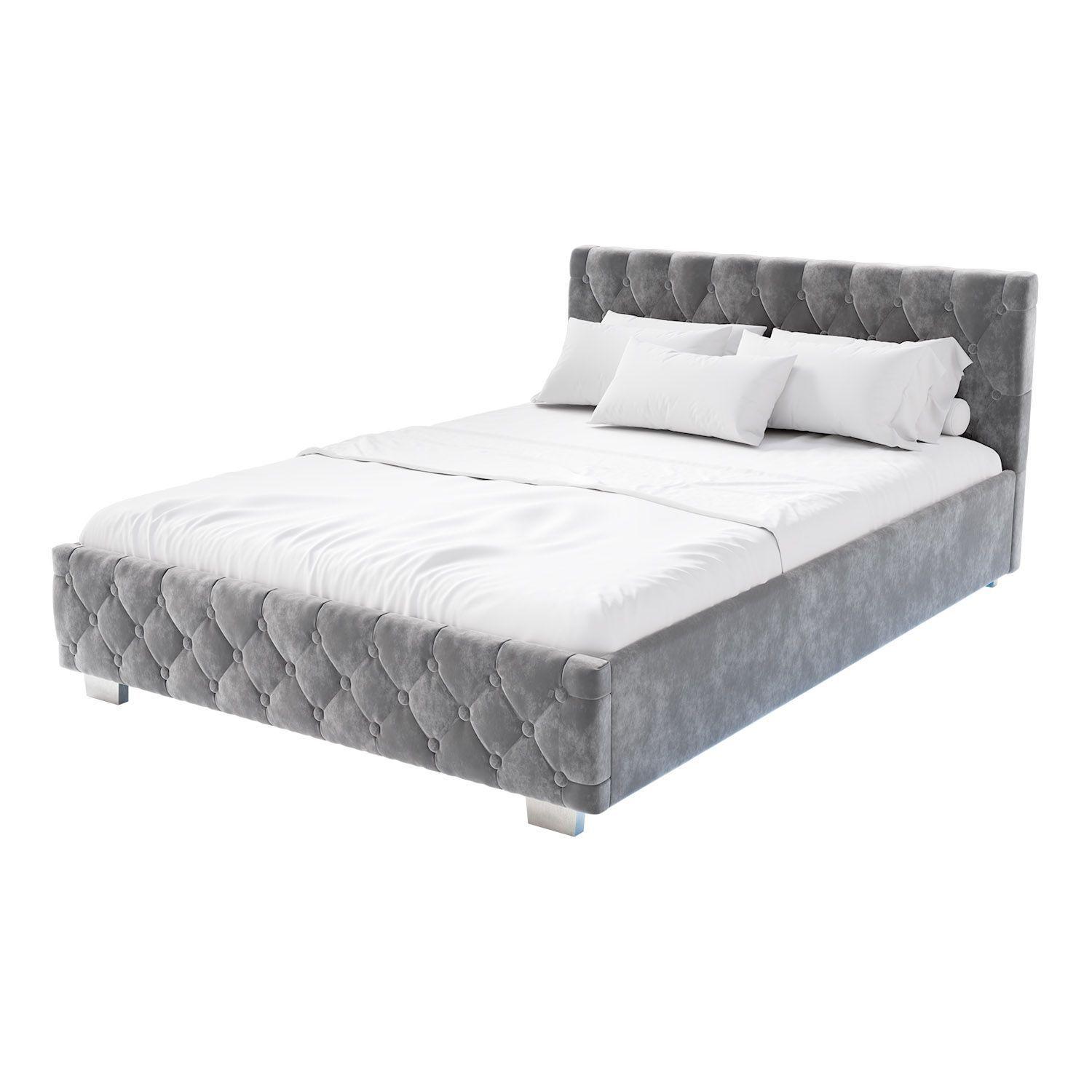POLSTERBETT Nizza Dunkelgrau 140x200 cm mit Matratze - Dunkelgrau, Holz (140/200cm) - Juskys