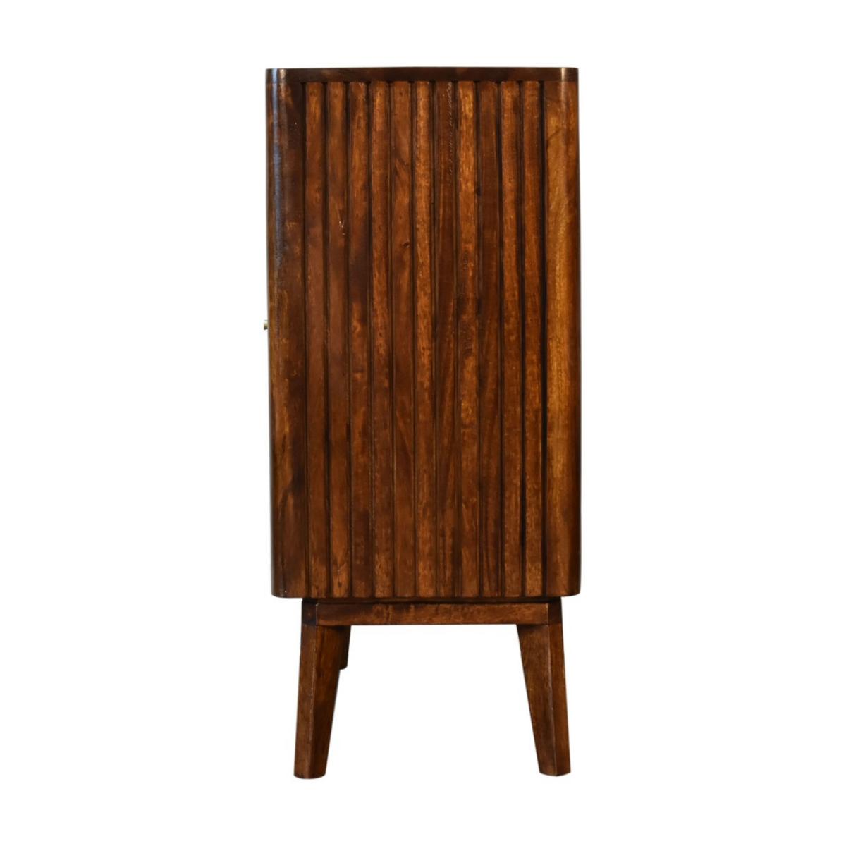 SCHRANK mit 2 Türen, 2 Regale, Nordische Beine, Braun - Messingfarben/Braun, Holz/Metall (75/80/35cm) - Artisan Furniture