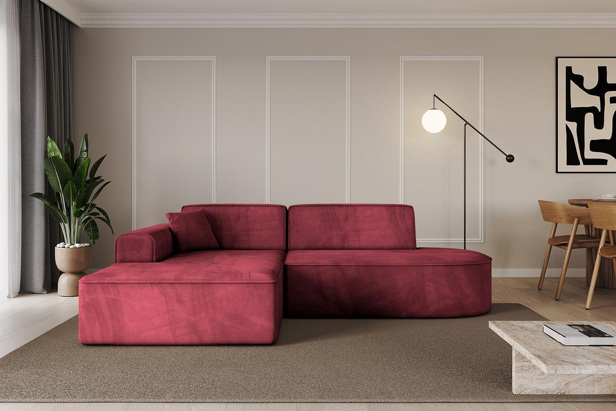 ECKSOFA Ottomane Links IREA-L1-v3 - 232x165x77 cm Bordeauxrot - Bordeaux, Holzwerkstoff/Textil (232/165cm) - ALTDECOR