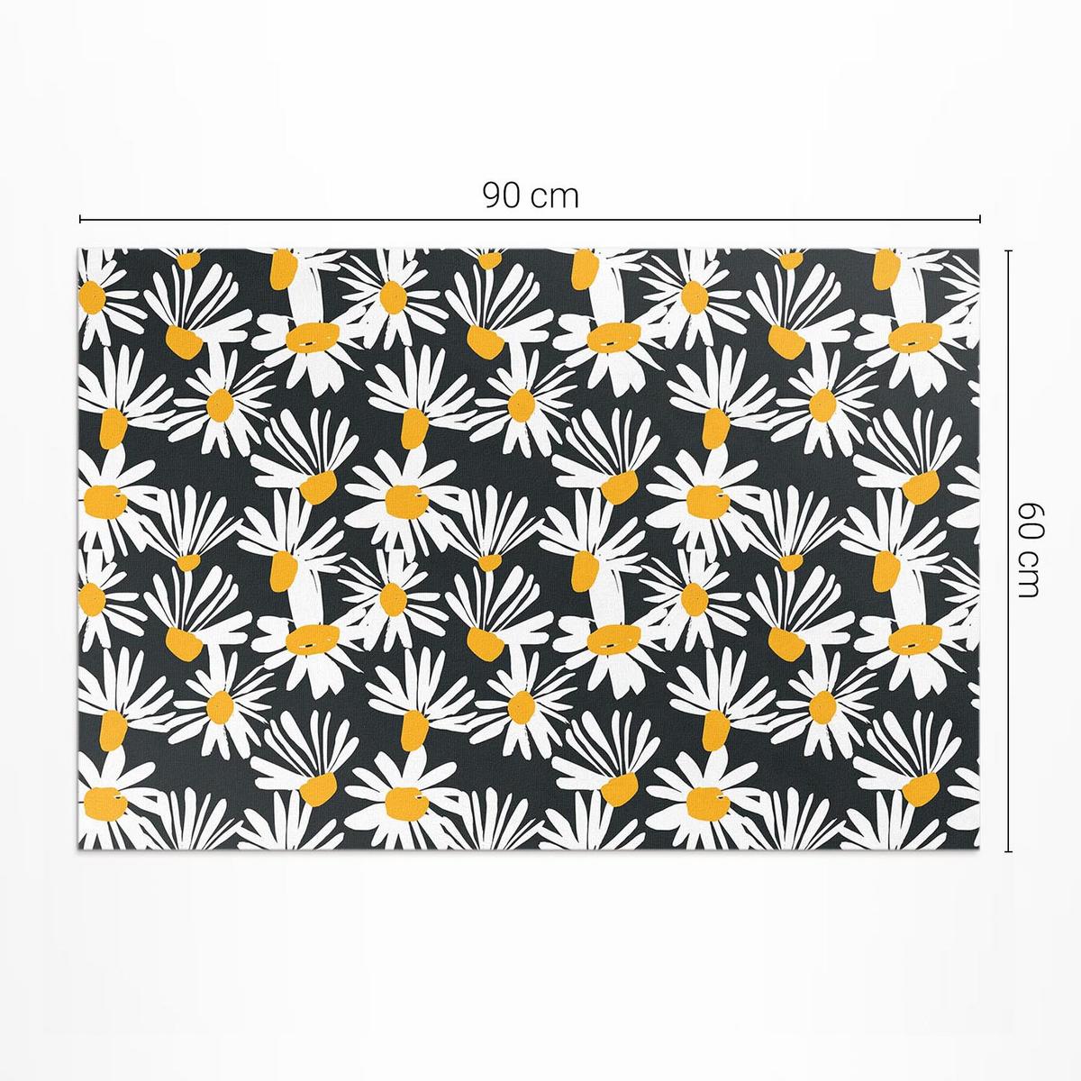 TEPPICH 60x90 cm Gemalte Gänseblümchen und Wildblumen - Dunkelgrau, Kunststoff (60/90cm) - Wallfluent