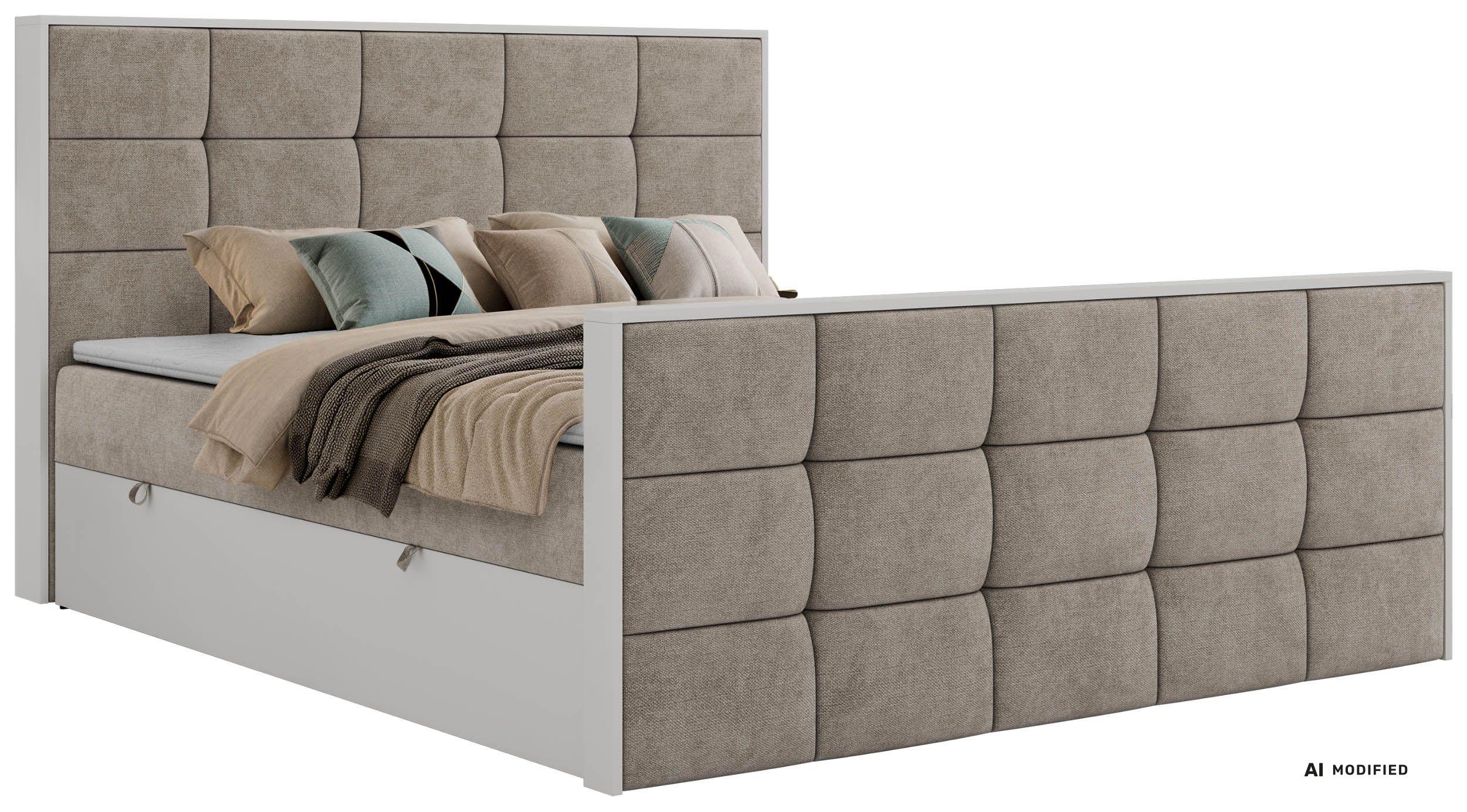 BOXBETT ALVIT DUO 180/200 - Greige Stukture - Topper Visco - H4 - Greige/Schwarz, Kunststoff/Textil (180/200cm) - MKS