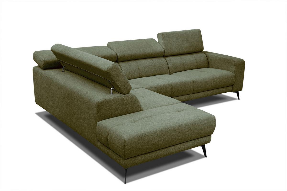 ECKSOFA MORELLO 5-Sitzer, olivgrün - Schwarz/Olivgrün, Holzwerkstoff/Textil (158/269cm) - Wozimo