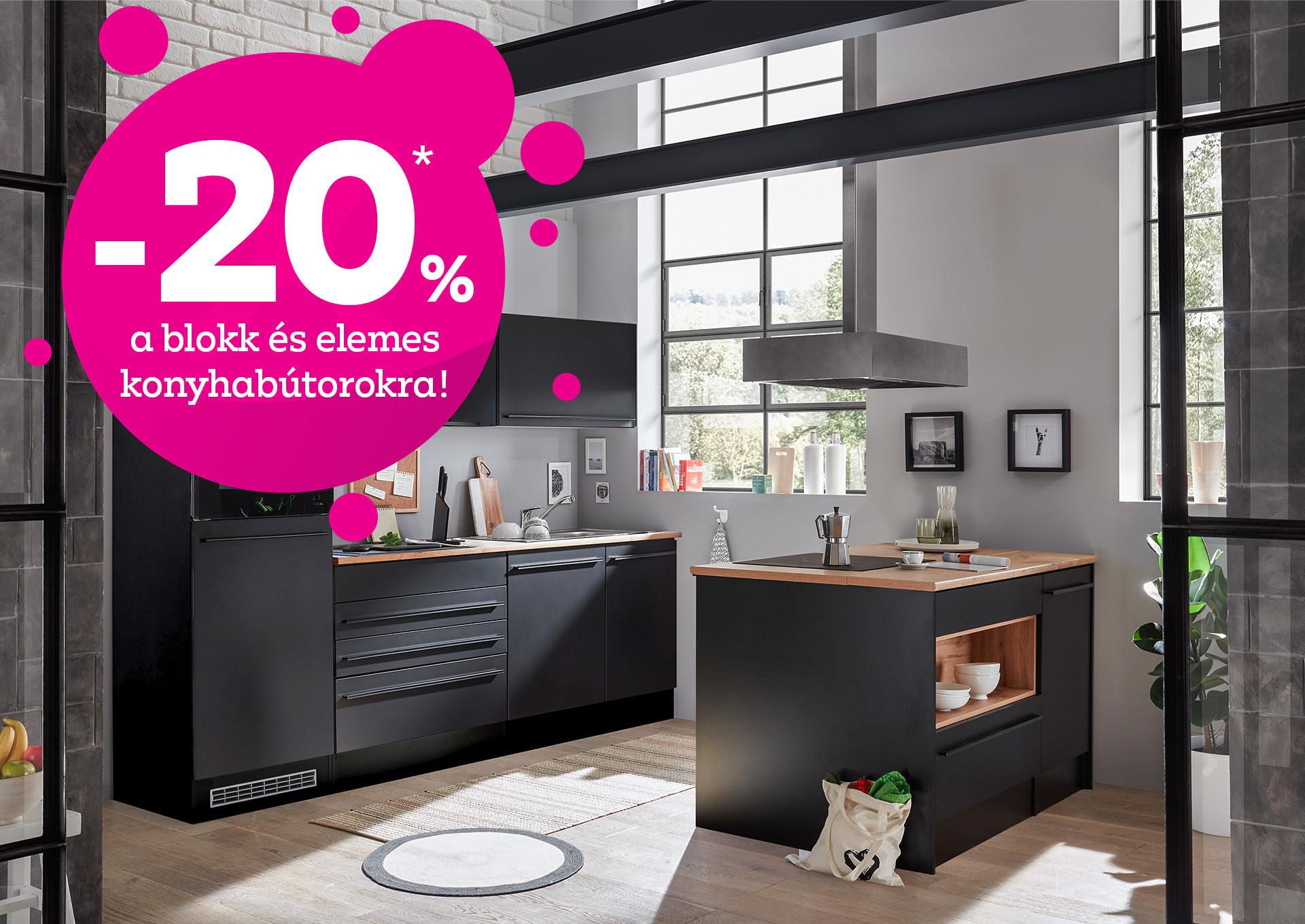 -20% a blokk és elemes konyhabútorokra!