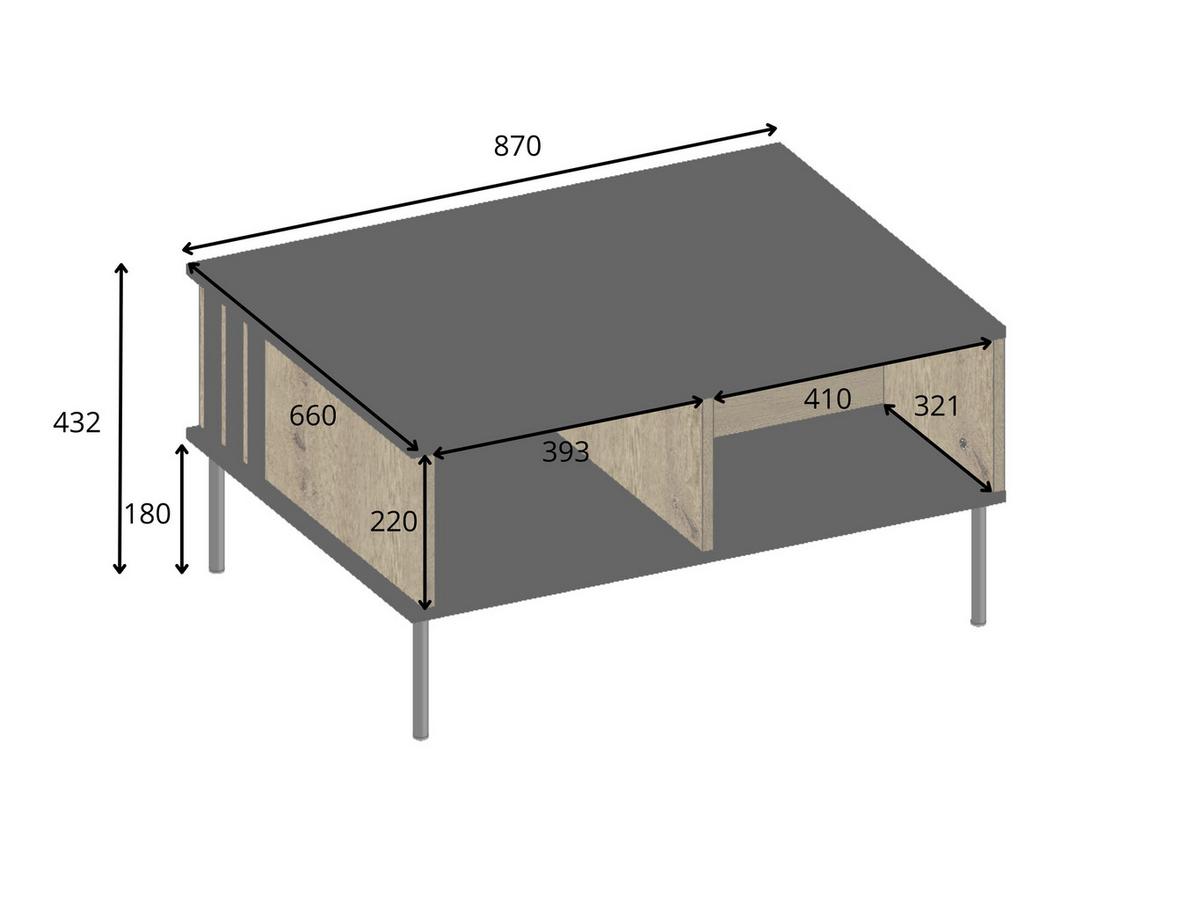 COUCHTISCH Schwarz, Eiche Artisan 87/43,2/66 - Schwarz/Eiche Artisan, Holzwerkstoff (66/87/43cm) - RAUMHIRSCH FURNITURE