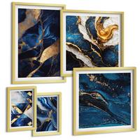 BILDER SET 5er Set - 50x50 cm & 20x30 cm & 40x60 cm Goldrahmen - Abstrakte, elegante Muster - Goldfarben, Kunststoff (40/60cm) - TULUP