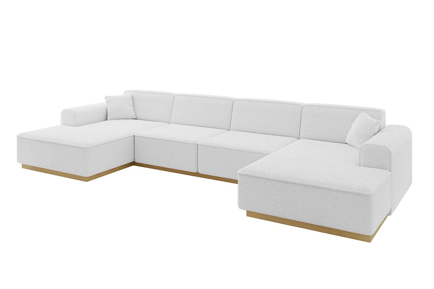WOHNLANDSCHAFT IREA-U2-v2 - 386x165x80 cm Weiß - Weiß, Holzwerkstoff/Textil (386/80/165cm) - ALTDECOR