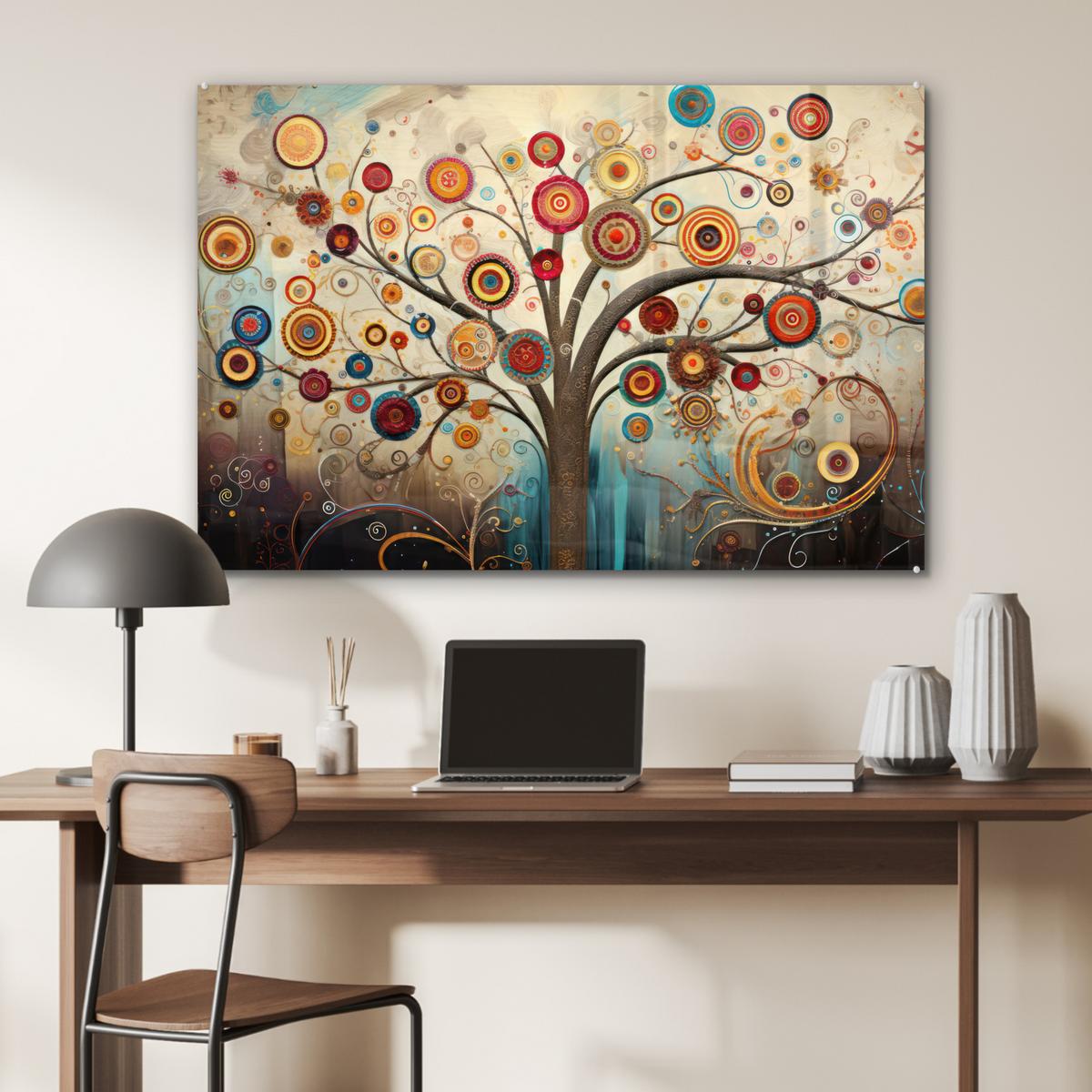 ACRYLGLASBILD Baum - Baum des Lebens - Farbe Room Decor 90x60 cm - Braun, Glas (90/60cm) - MuchoWow