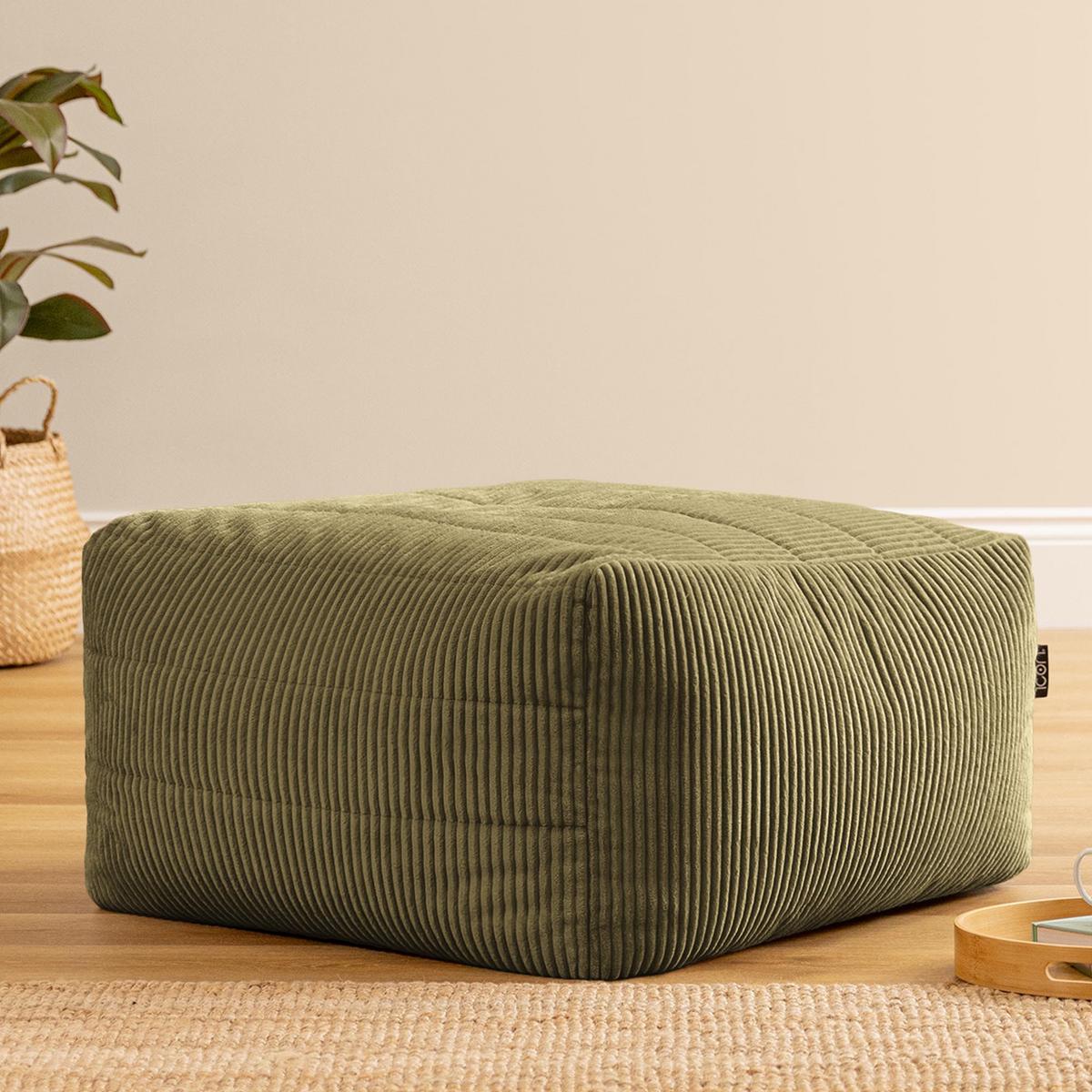 SITZSACK-HOCKER Noa modular Cord - Salbeigrün, Textil (75/70/78cm) - icon