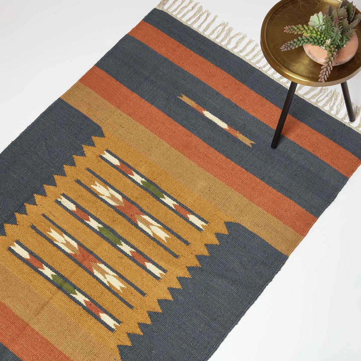 KELIM-TEPPICH Lundi Blue handgewebt 120/170 cm - Multicolor, Textil (120/170cm) - Homescapes