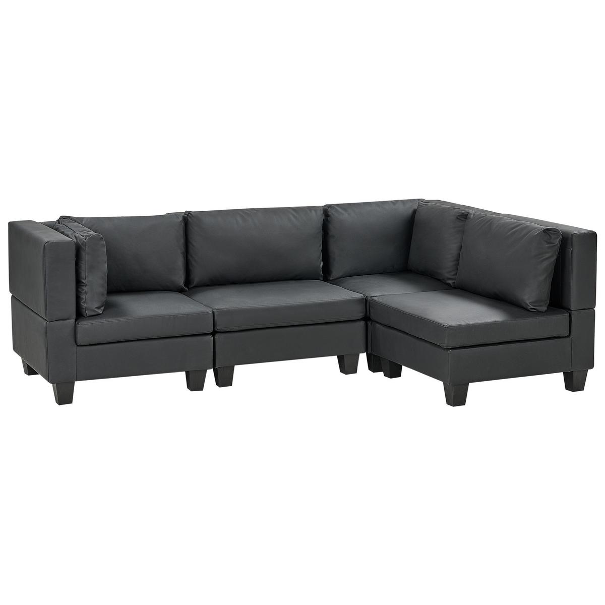 ECKSOFA Modul 4-Sitzer linksseitig Schwarz Kunstleder Unstad - Schwarz, Kunststoff (228/152cm) - Beliani