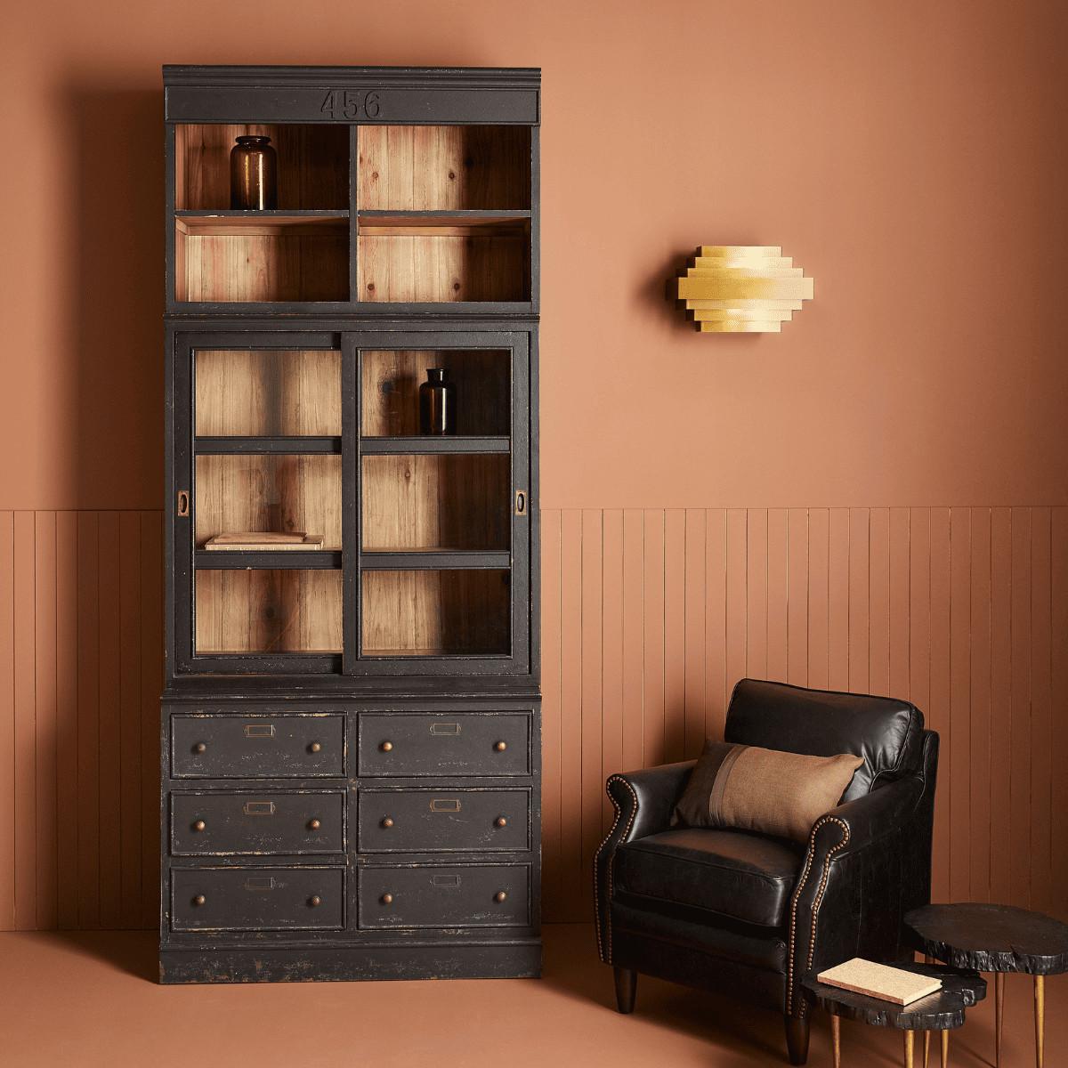 BÜCHERREGAL aus Massivkiefer H240 cm - AMSTERDAM - Schwarz, Holzwerkstoff (42/240/42cm) - Signature