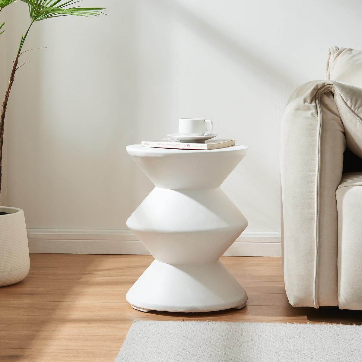 BEISTELLTISCH Kyppeslo - Weiß, Stein (36.5/36.5/47cm) - [en.casa]