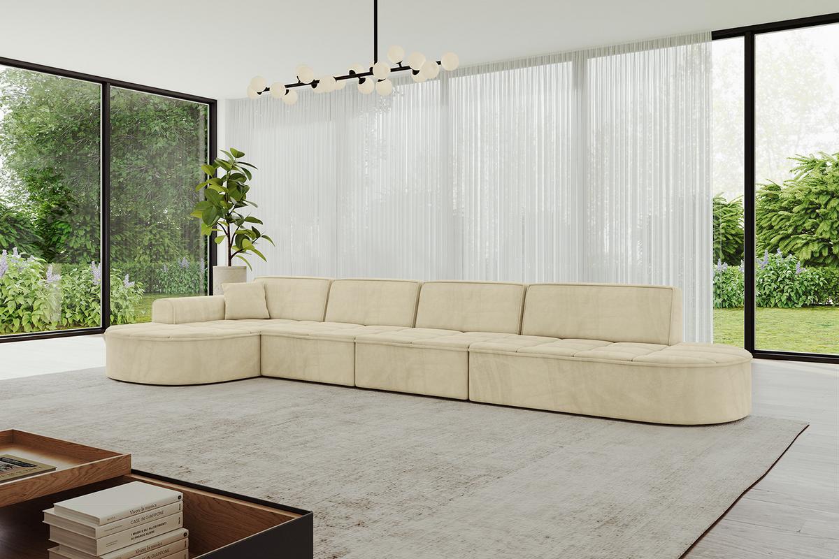 ECKSOFA Ottomane Links TARO-L3 - 413x171x79,5 cm Beige - Beige, Holzwerkstoff/Textil (413/171cm) - ALTDECOR