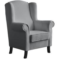OHRENSESSEL Leonardo grau boucle-stoff - Grau, Holz/Textil (88/118/86cm) - Beautysofa