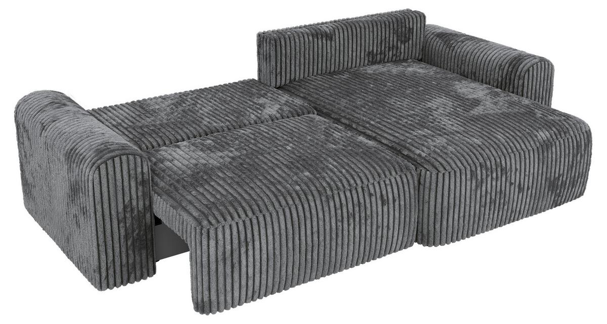 ECKSOFA NEKSON L - Grau Cord - Schwarz/Grau, Kunststoff/Textil (274/152cm) - MKS
