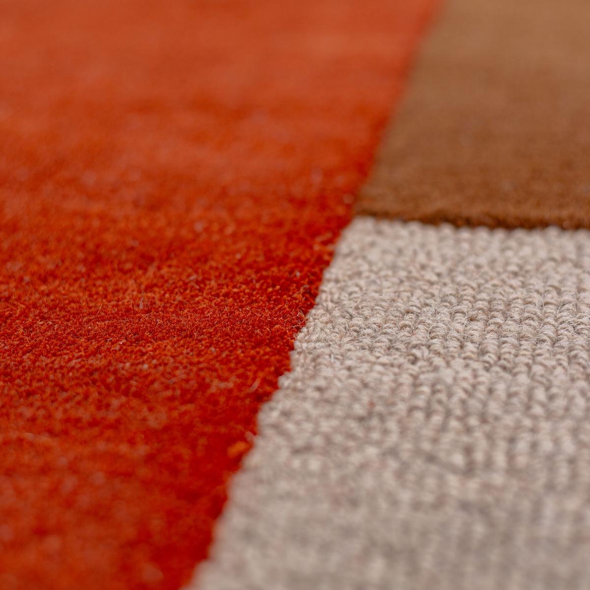 WOLLTEPPICH HALLEIN, geometrisch, Rot-Beige, Ø 200 cm - Rot, Textil (200/200cm) - KADIMA DESIGN