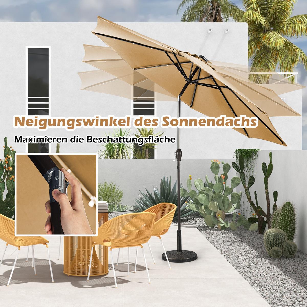 PATIO-SCHIRM Beige - Beige, Kunststoff (300/300cm) - COSTWAY
