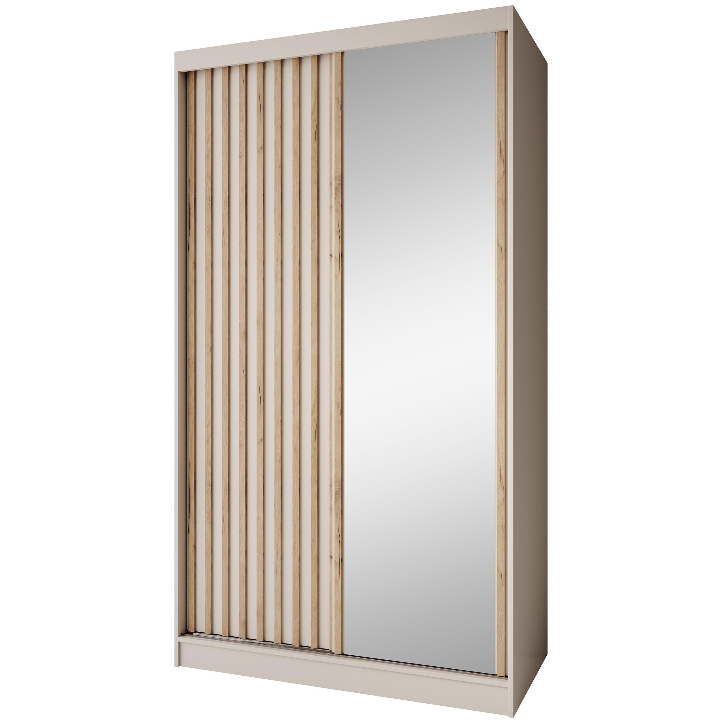 SCHWEBETÜRENSCHRANK Donatello mit 2 Türen. 120 cm, Kaschmir+eiche Artisan - Kaschmir/Eiche Artisan, Holzwerkstoff (120/205/60cm) - Beautysofa
