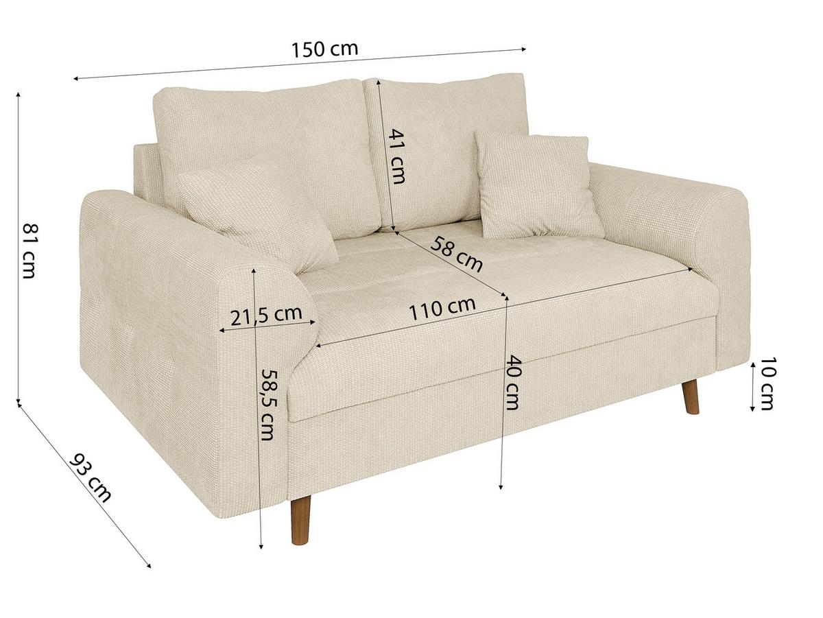 2-SITZER-SOFA Sigurd Beige Chenille - Beige/Braun, Holz/Textil (150/81/93cm) - S-Style Möbel