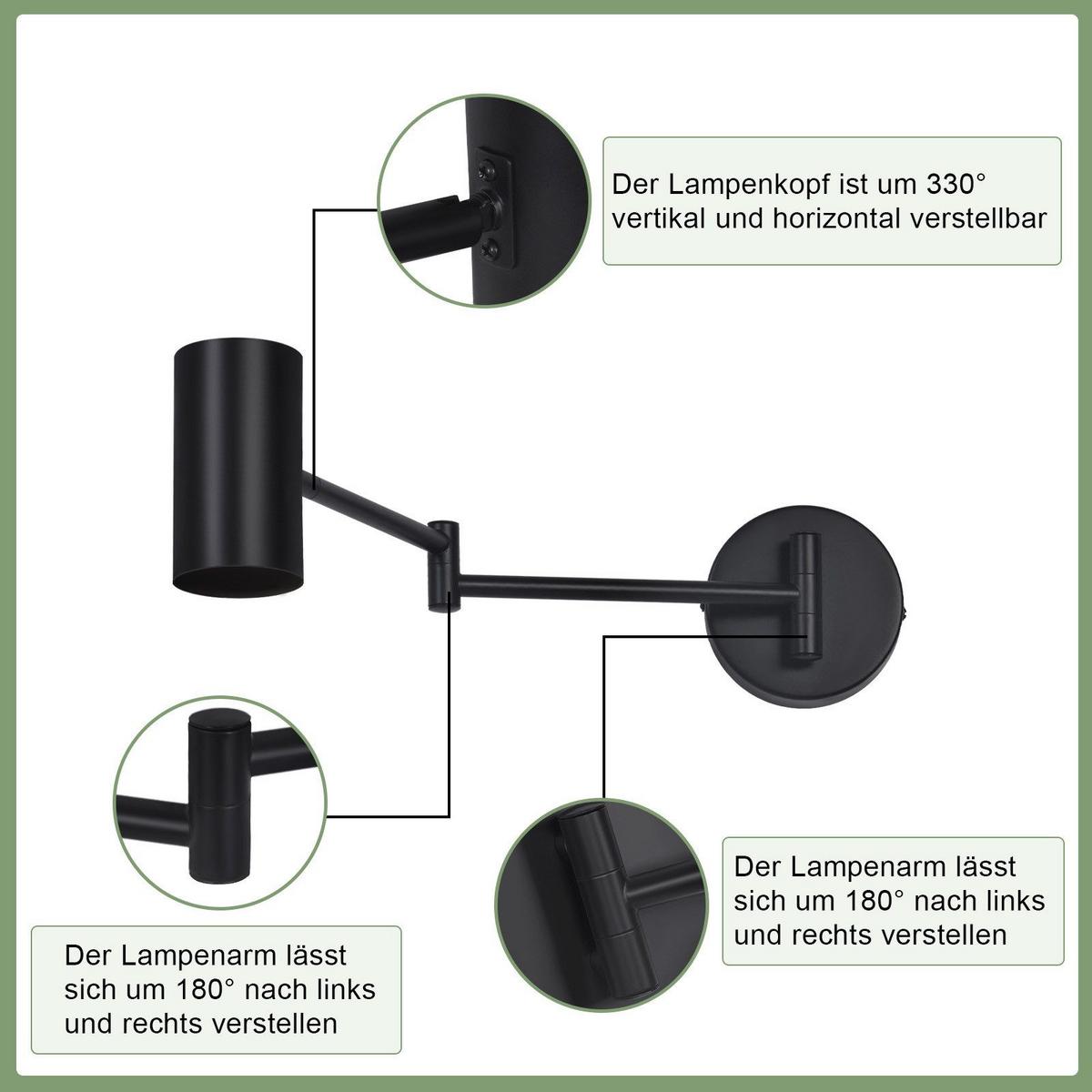 WANDLEUCHTE Gabriele - Schwarz, Metall (10/11/50cm) - Nettlife