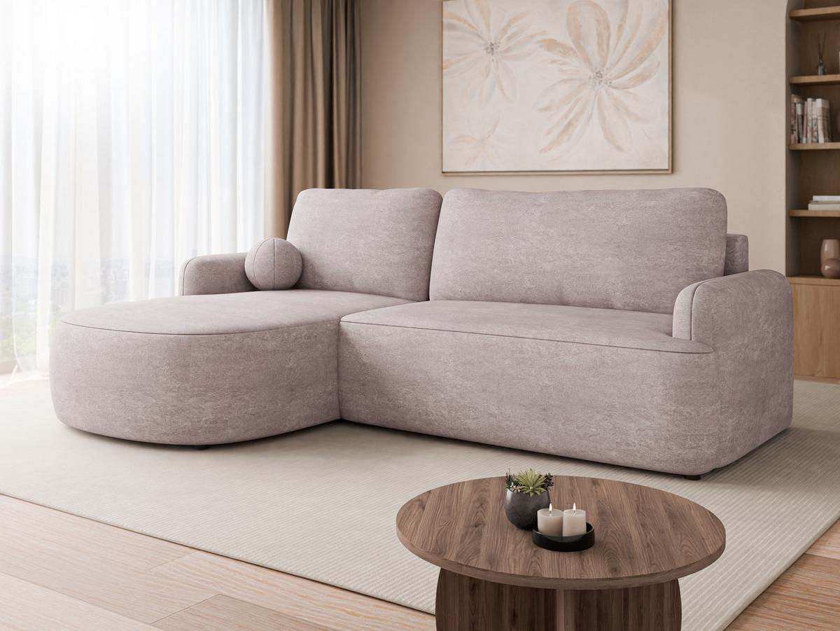 ECKSOFA Loridu Premium, Seite: Links - Hellrosa/Schwarz, Holz/Kunststoff (250/174cm) - MIRJAN24