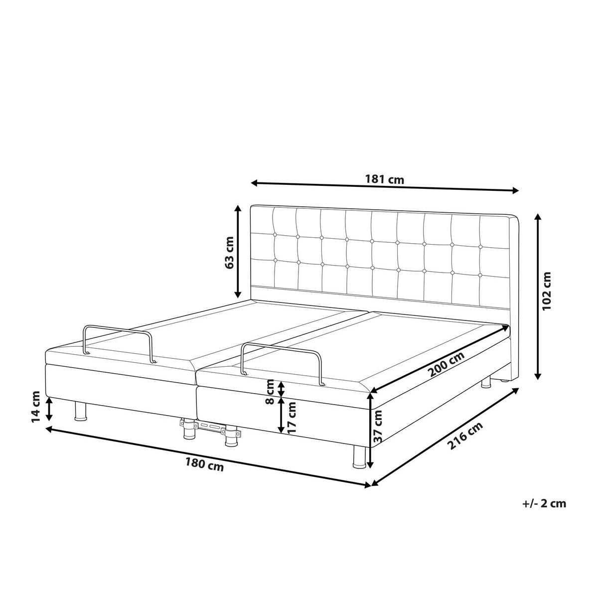 BETT verstellbar 180/200 cm Bouclé Cremeweiß Duke - Creme, Textil (180/200cm) - Beliani